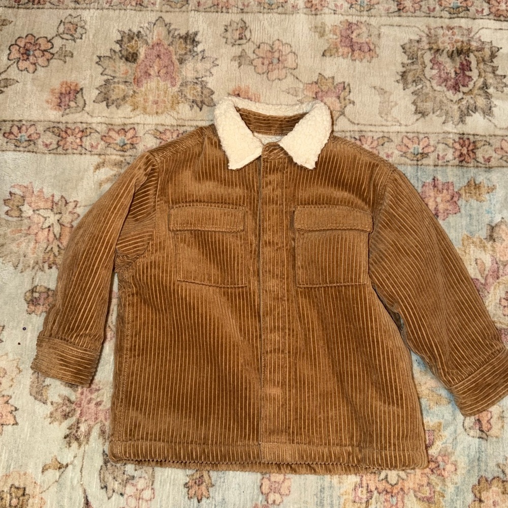 NEXT Brown Corduroy Kids Jacket with Cream Collar